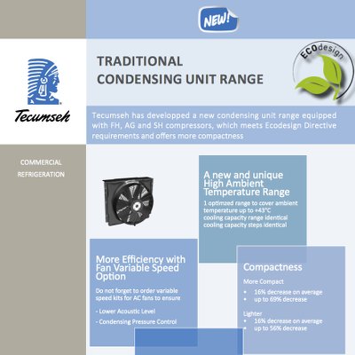 New High Ambient Temperature +43°C Condensing Unit Range Ecodesign Compliant